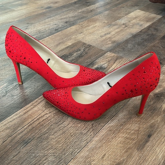 Marc Fisher Red Sexy Studded Valentine’s Day Date Night Heels - Picture 5 of 7